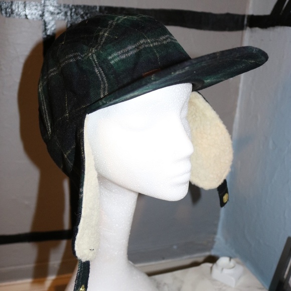 green plaid hat with ear flaps